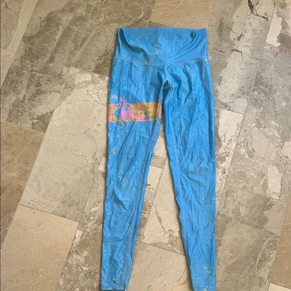 Teeki Blue Leggings with Pink Accents - Picture 3 of 7